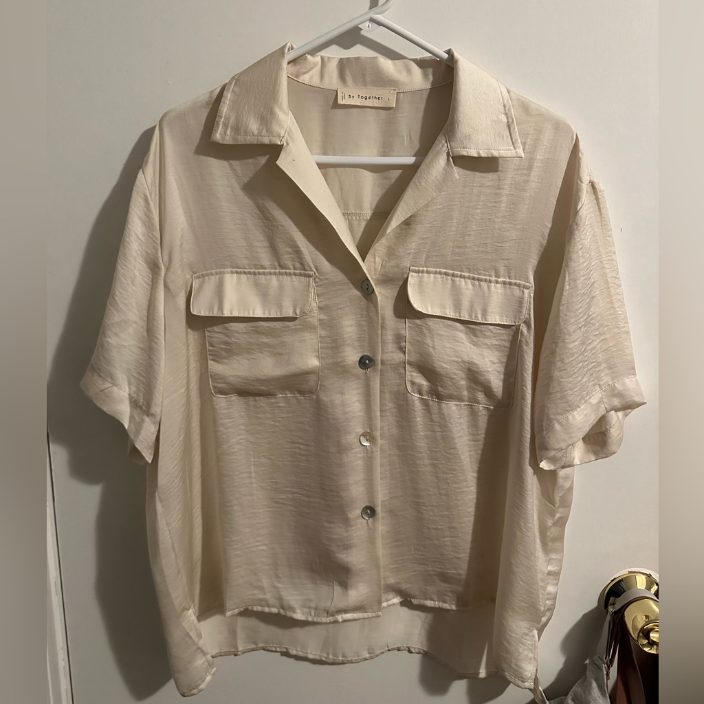 Champagne Button Down Top